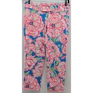 Lilly Pulitzer Luxury Crop Capri Lucky Charm Flutter Blue Pants Women's Size 4‎